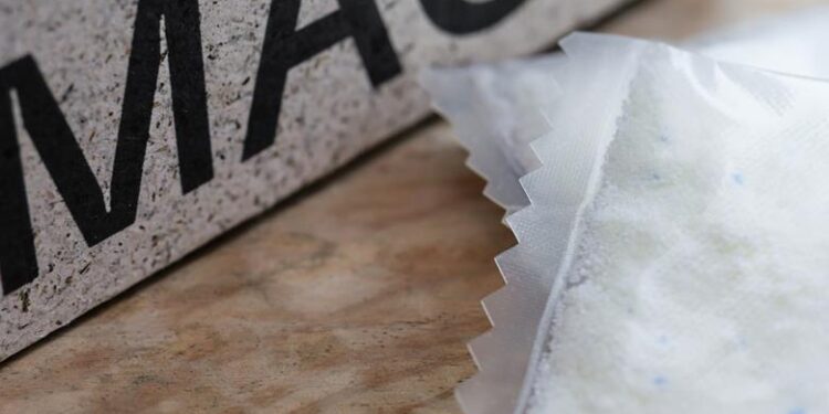 MACK packages refill cleaning products in plant-based film from Notpla