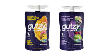 gutzy Organic® launches prebiotic plant protein smoothie pouches: Tropical mango and cherry berry acai